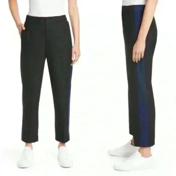 Club Monaco Ryanne Tuxedo Stripe Wool Blend Crop Pants - Picture 1 of 14